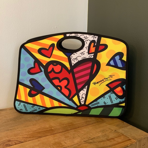 Romero Britto Handbags - [Romero Britto] Large Satin Heart Tote Bag